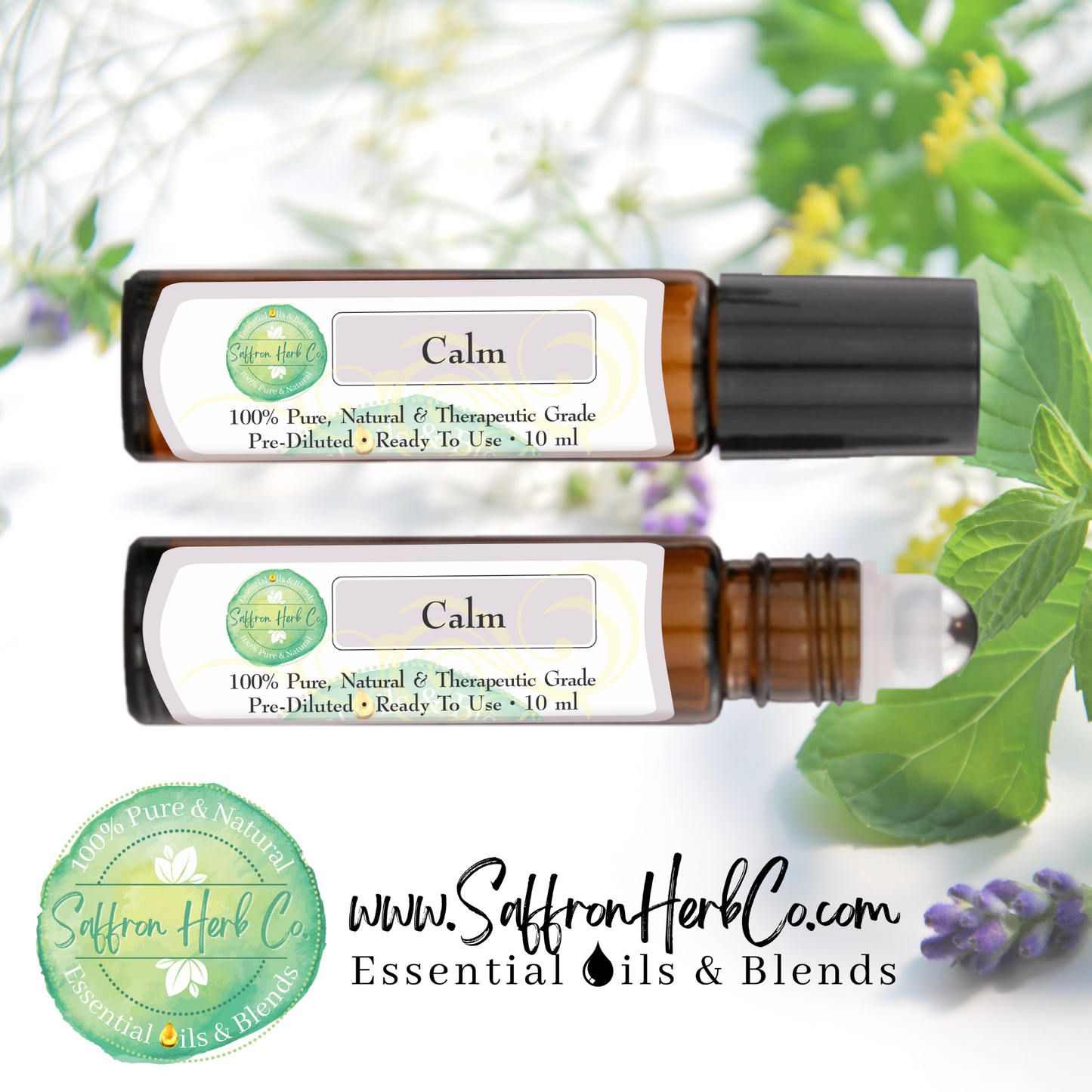 Calm Essential Oil Roller Bottle Blend • 100% Pure & Natural • Pre-Diluted • Ready To Use