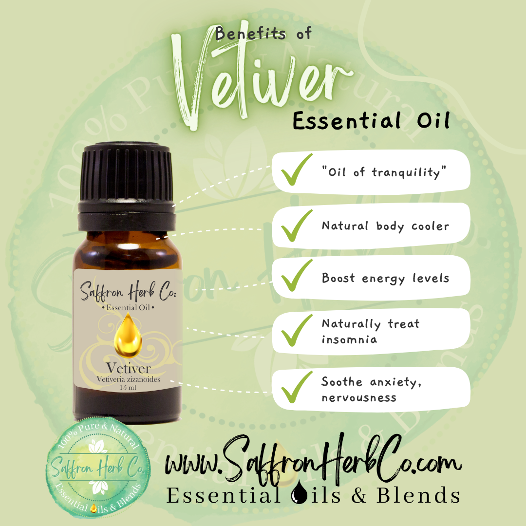 Vetiver Essential Oil Roller Bottle Blend • 100% Pure & Natural • Pre-Diluted • Ready To Use