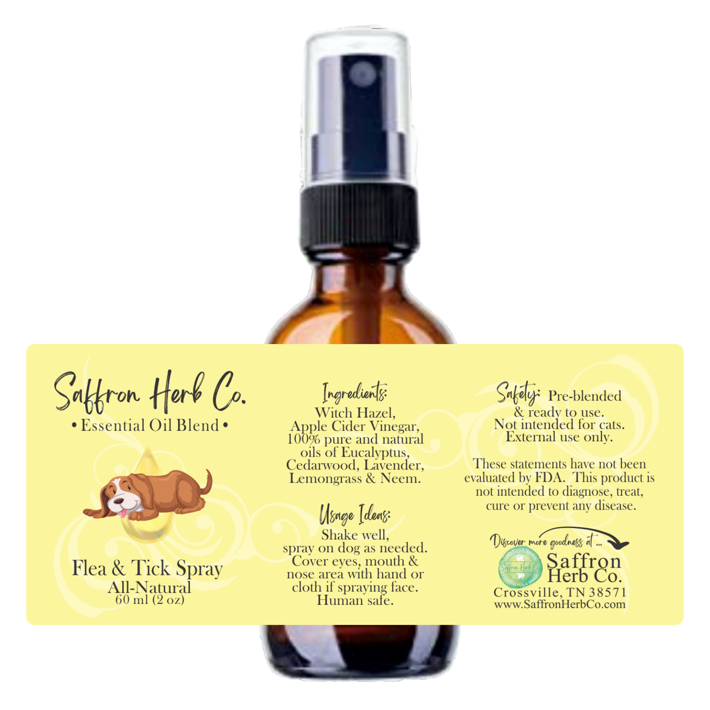 Flea & Tick Spray • All Natural • Essential Oil • Doggie Blend