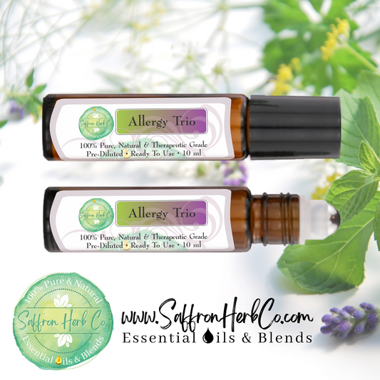 Allergy Trio Essential Oil Roller Bottle Blend • 100% Pure & Natural • Pre-Diluted • Ready To Use