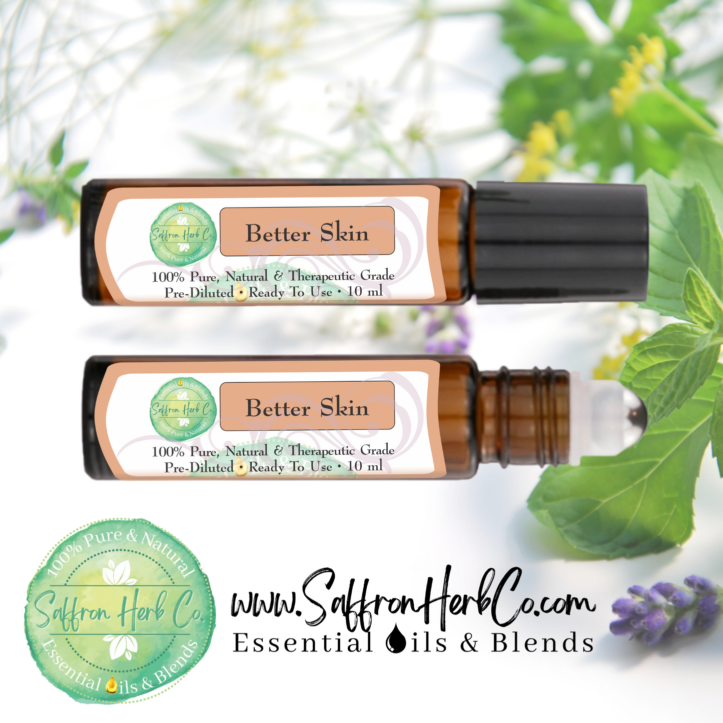 Better Skin™ Essential Oil Roller Bottle Blend • 100% Pure & Natural • Pre-Diluted • Ready To Use