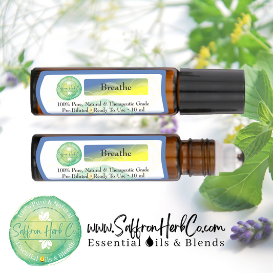 Breathe Essential Oil Roller Bottle Blend • 100% Pure & Natural • Pre-Diluted • Ready To Use