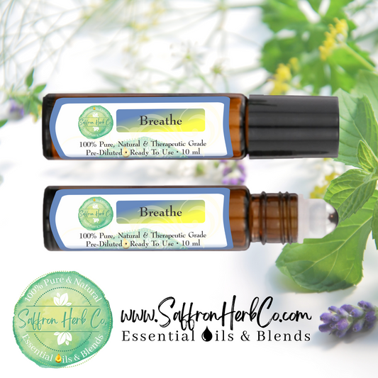 Breathe™ Essential Oil Roller Bottle Blend • 100% Pure & Natural • Pre-Diluted • Ready To Use