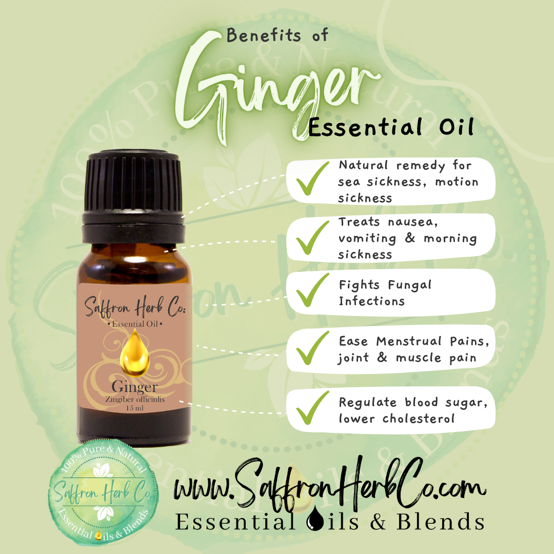 Ginger Essential Oil Roller Bottle Blend • 100% Pure & Natural • Pre-Diluted • Ready To Use