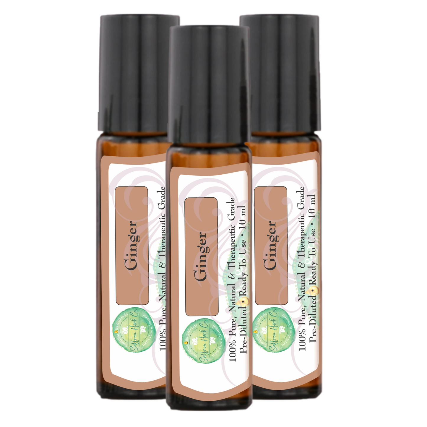 Ginger Essential Oil Roller Bottle Blend • 100% Pure & Natural • Pre-Diluted • Ready To Use
