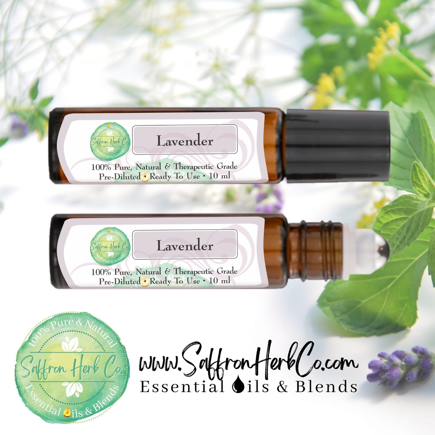 Lavender Essential Oil Roller Bottle Blend • 100% Pure & Natural • Pre-Diluted • Ready To Use