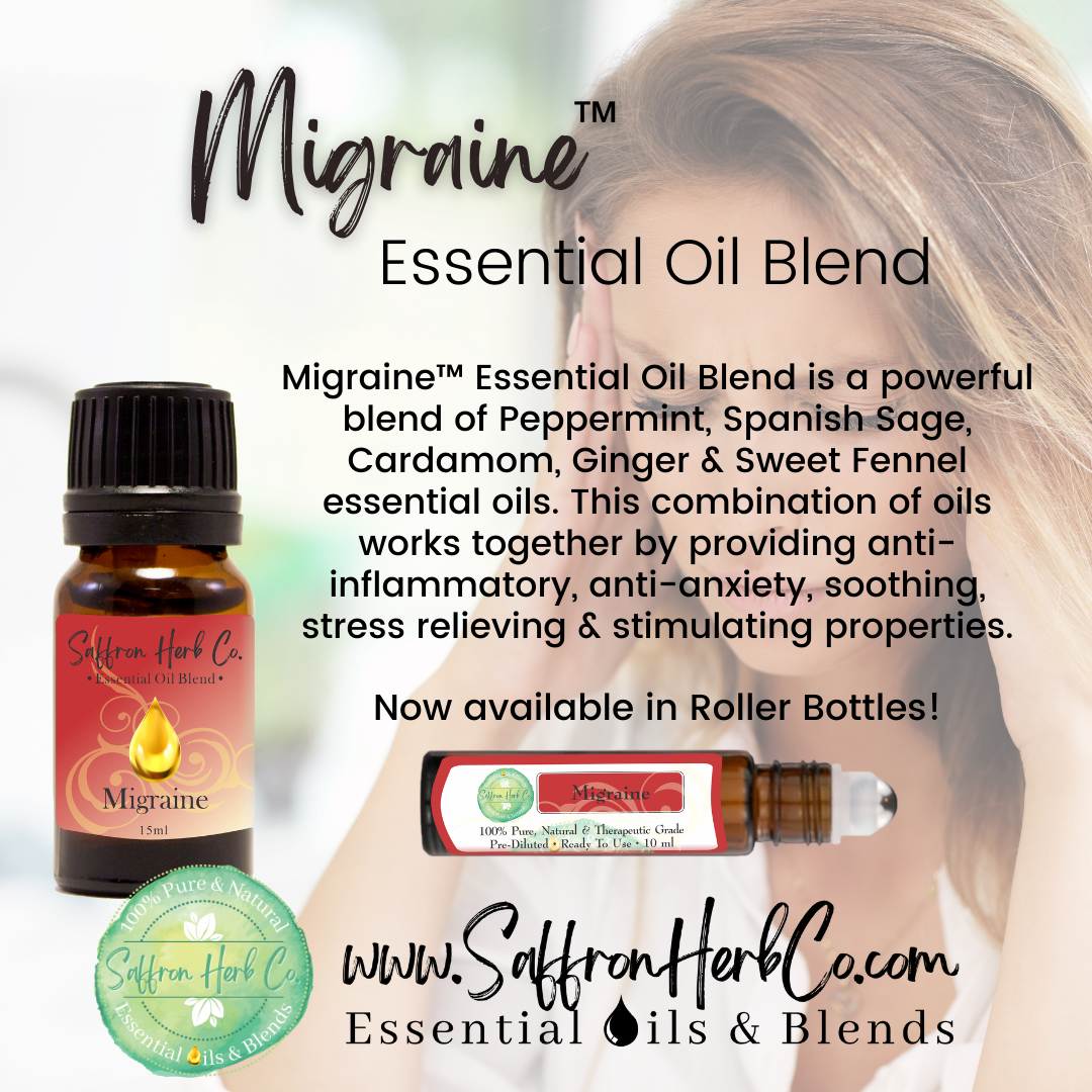 Migraine™ Essential Oil Roller Bottle Blend • 100% Pure & Natural • Pre-Diluted • Ready To Use