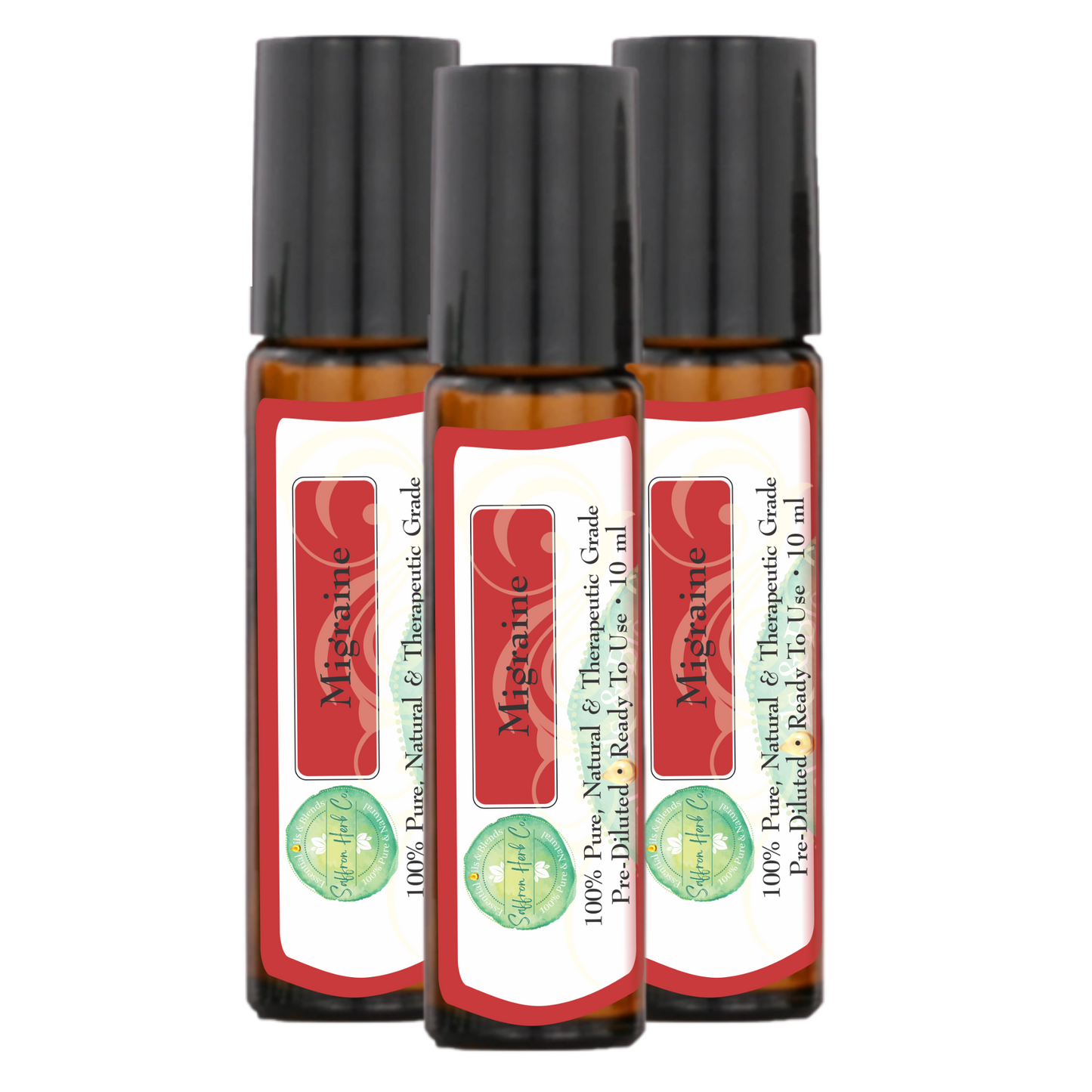 Migraine Essential Oil Roller Bottle Blend • 100% Pure & Natural • Pre-Diluted • Ready To Use