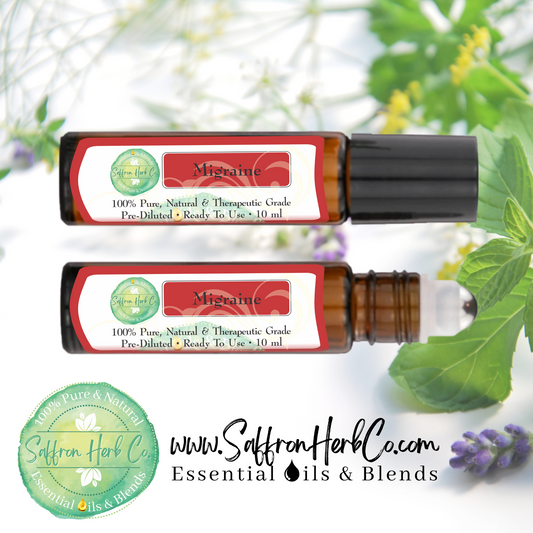 Migraine Essential Oil Roller Bottle Blend • 100% Pure & Natural • Pre-Diluted • Ready To Use