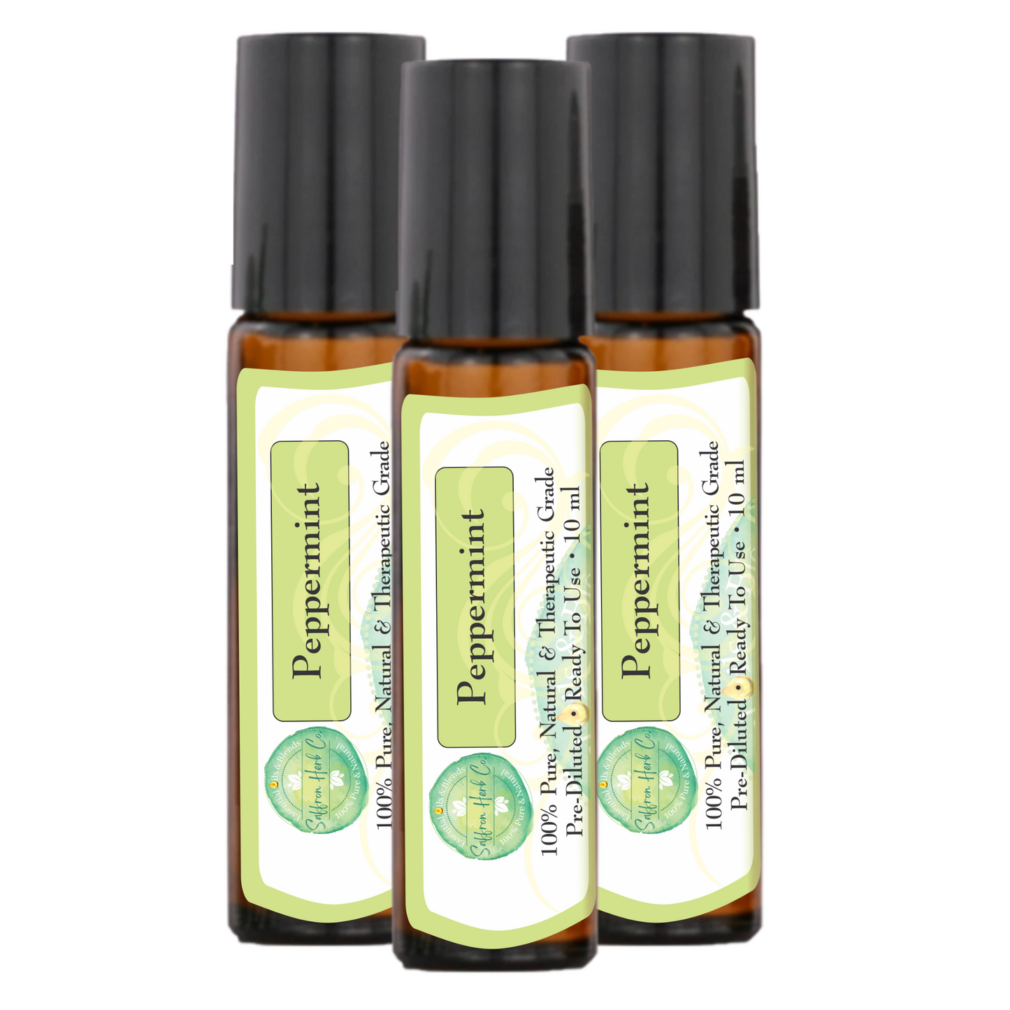 Peppermint Essential Oil Roller Bottle Blend • 100% Pure & Natural • Pre-Diluted • Ready To Use