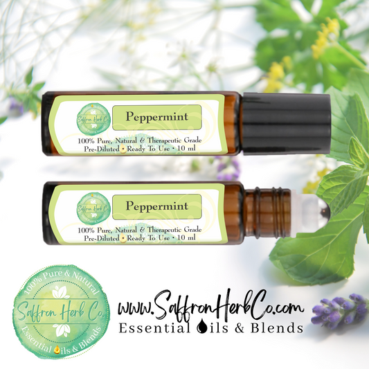 Peppermint Essential Oil Roller Bottle Blend • 100% Pure & Natural • Pre-Diluted • Ready To Use