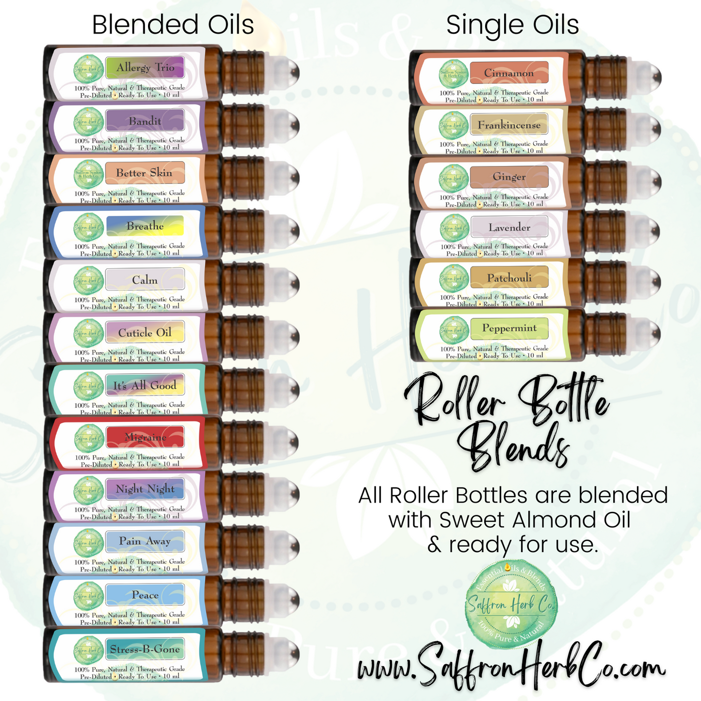 Allergy Trio Essential Oil Roller Bottle Blend • 100% Pure & Natural • Pre-Diluted • Ready To Use