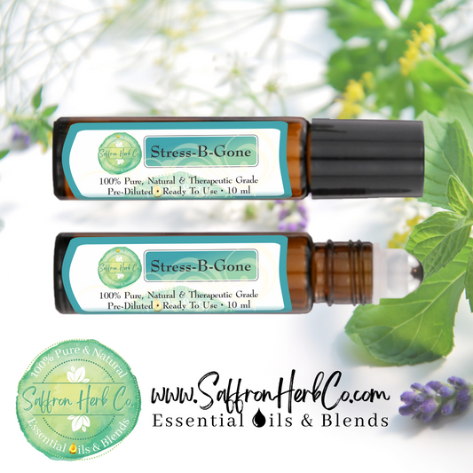 Stress-B-Gone Essential Oil Roller Bottle Blend • 100% Pure & Natural • Pre-Diluted • Ready To Use